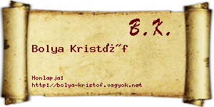 Bolya Kristóf névjegykártya