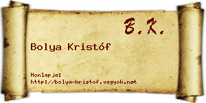 Bolya Kristóf névjegykártya